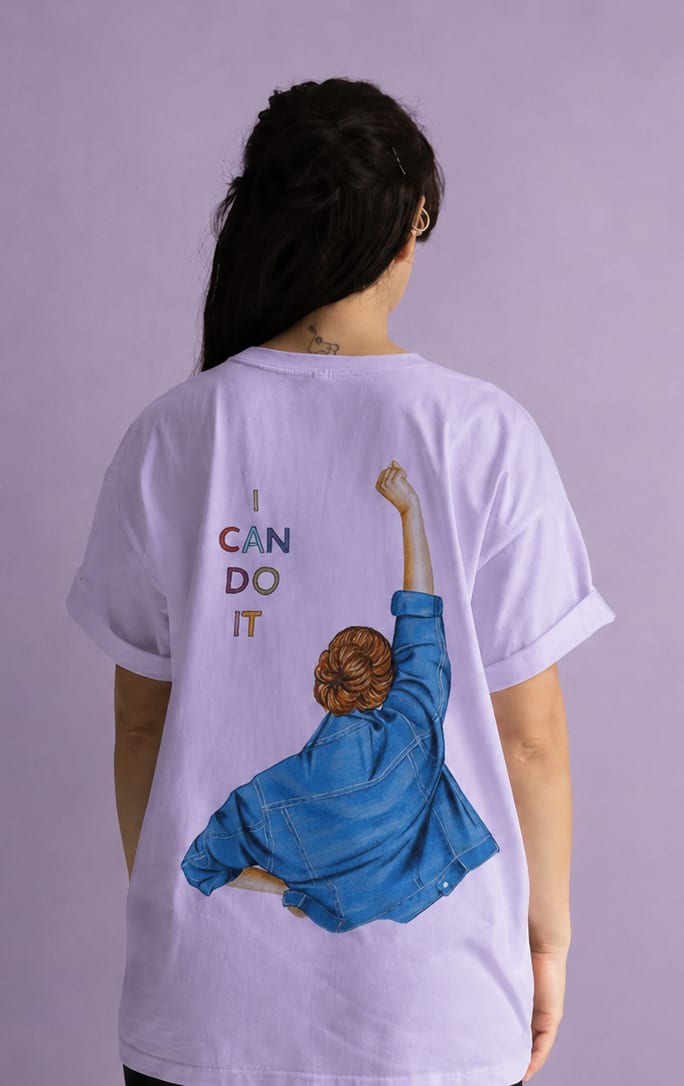 Women's "I Can Do It" Oversized Graphic T-Shirt – Lavender alternate