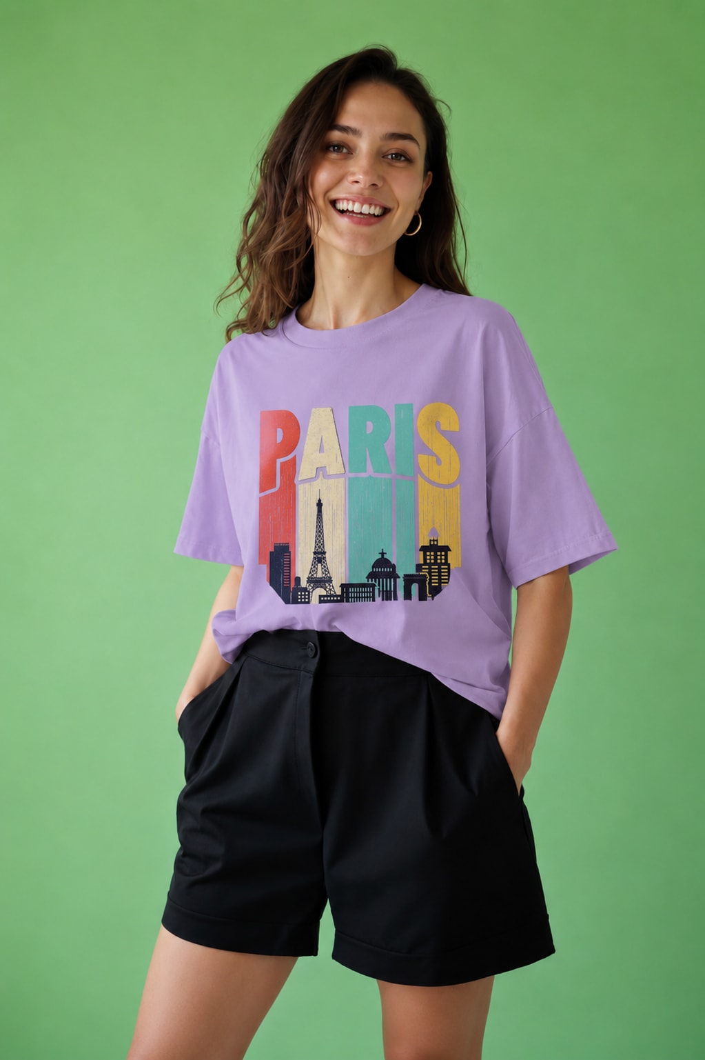 Paris Vintage Graphic Unisex Oversized T-Shirt – Lavender