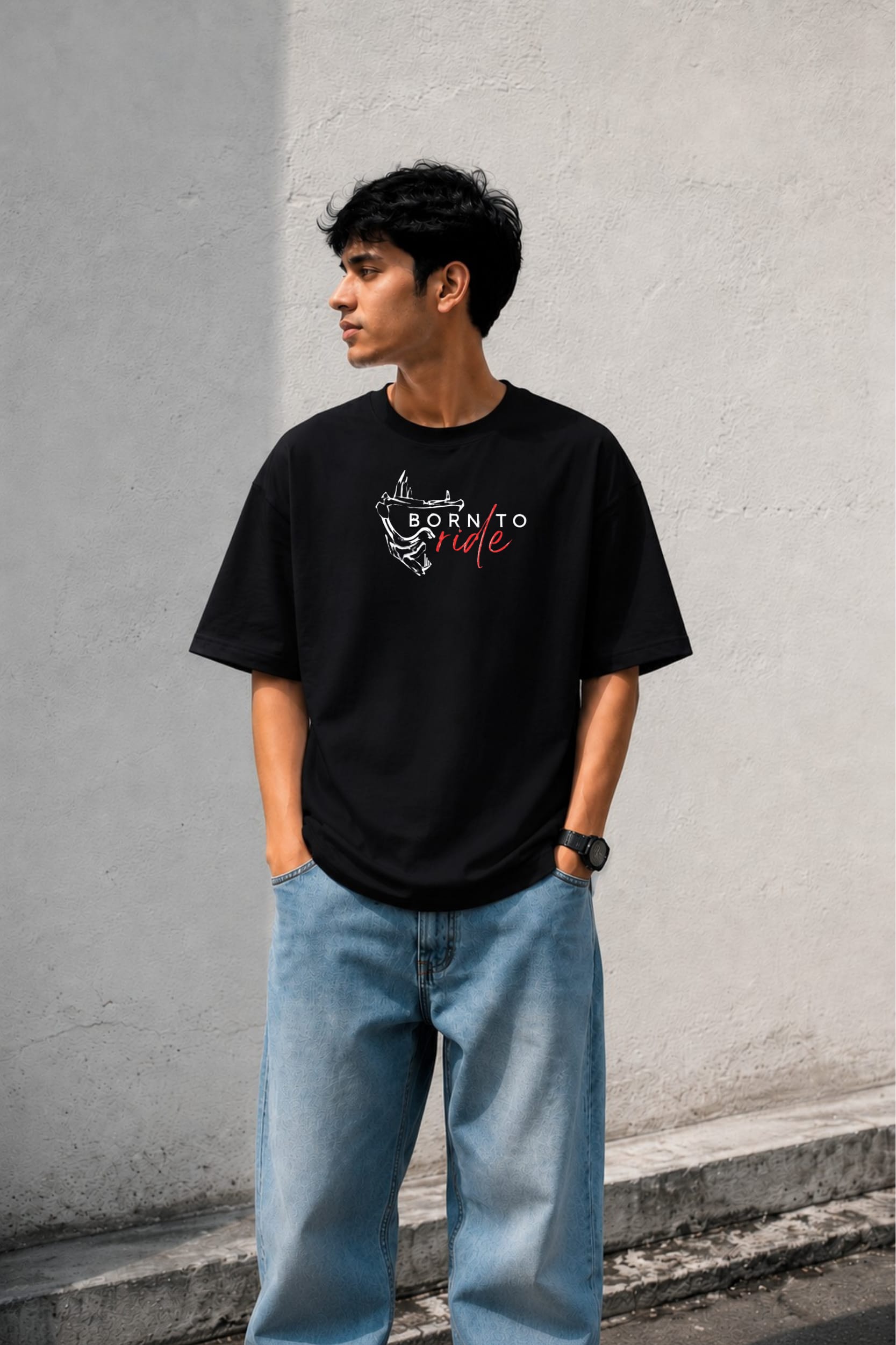 Born to Ride Oversized Racing Graphic T-Shirt for Men
