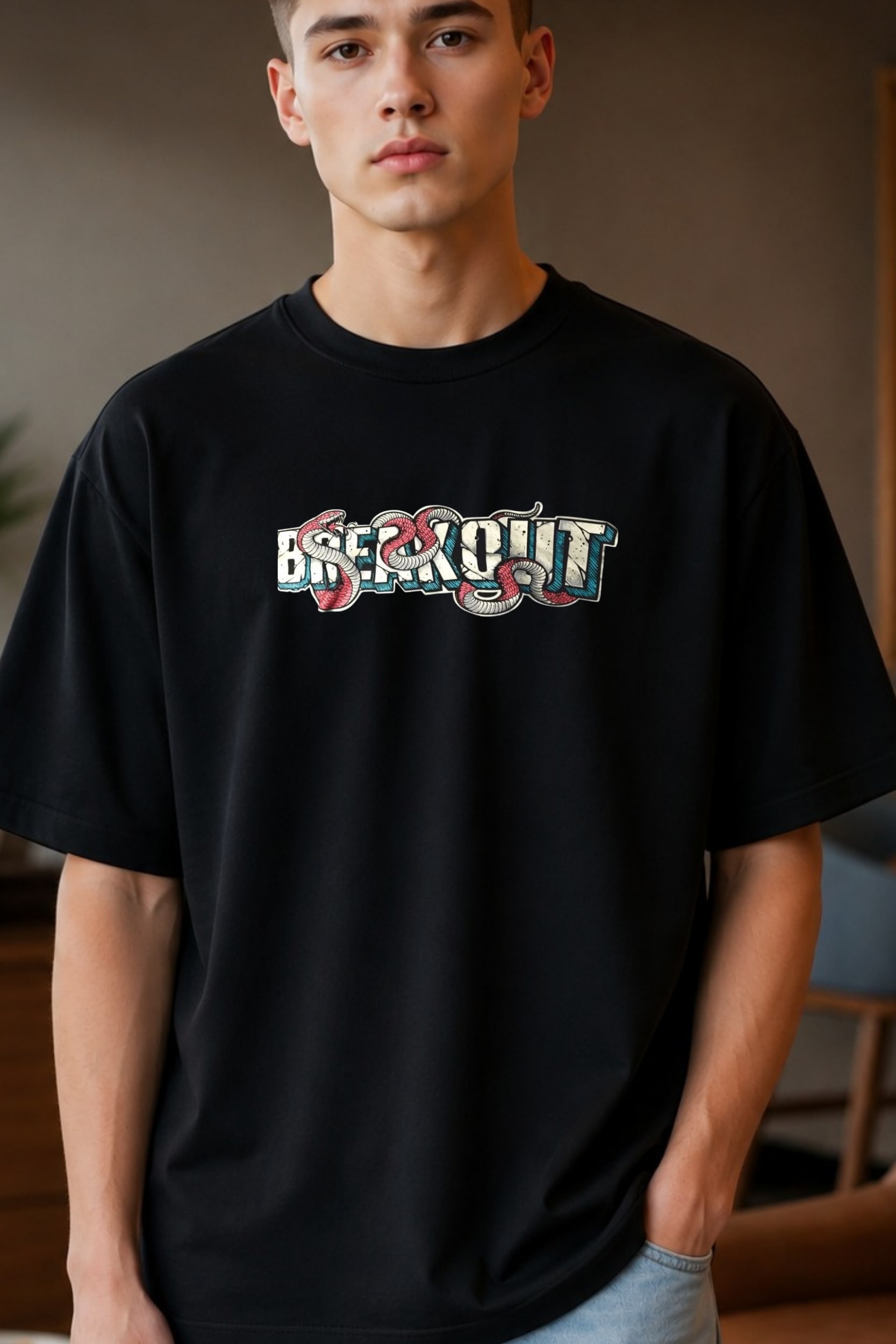 ๐ Snake Script Graphic Oversized T-Shirt alternate