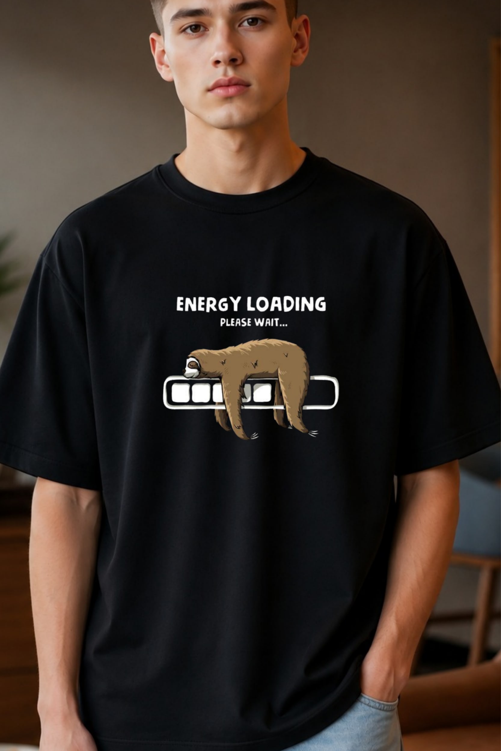 ๐ฆฅ Energy Loading Graphic Oversized T-Shirt alternate