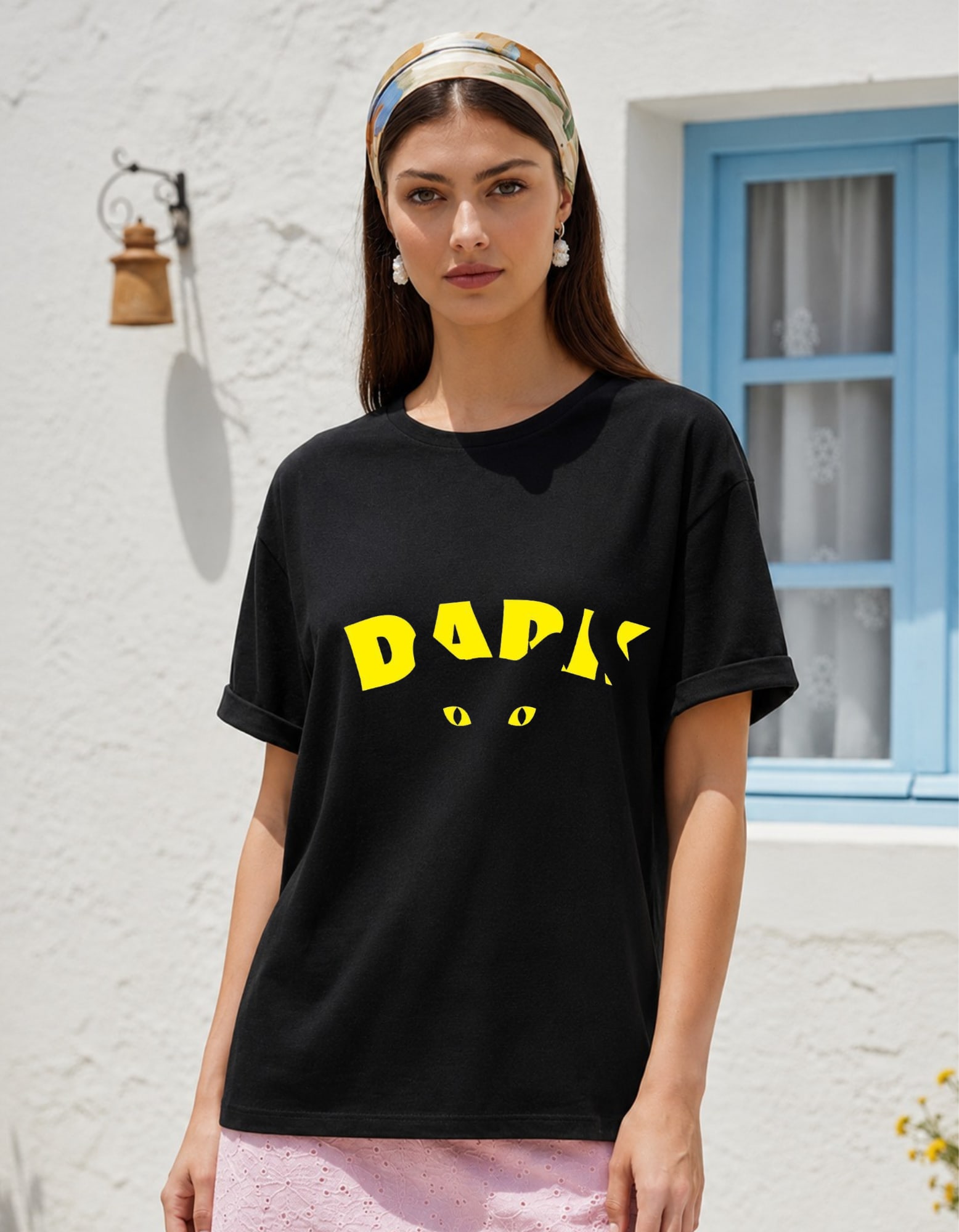 Dark Cat Oversized Graphic T-Shirt