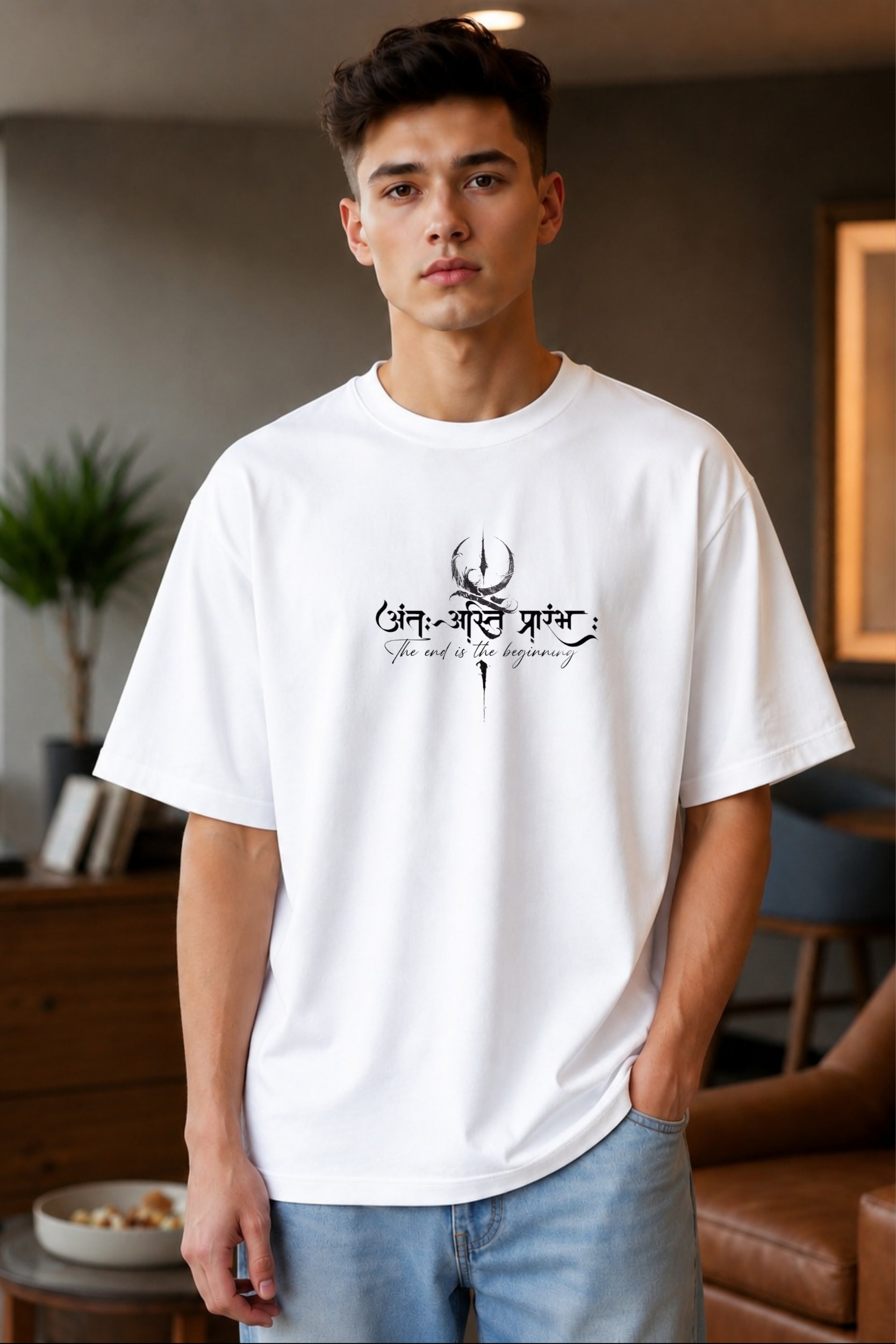 Anant Aarambh Oversized T-Shirt – The End is the Beginning | Spiritual Streetwear Tee alternate