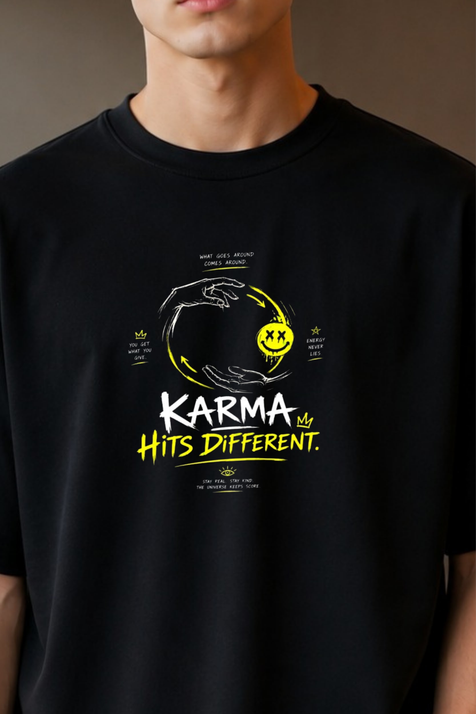 🖤Karma Hits Different Oversized T-Shirt thumbnail 3