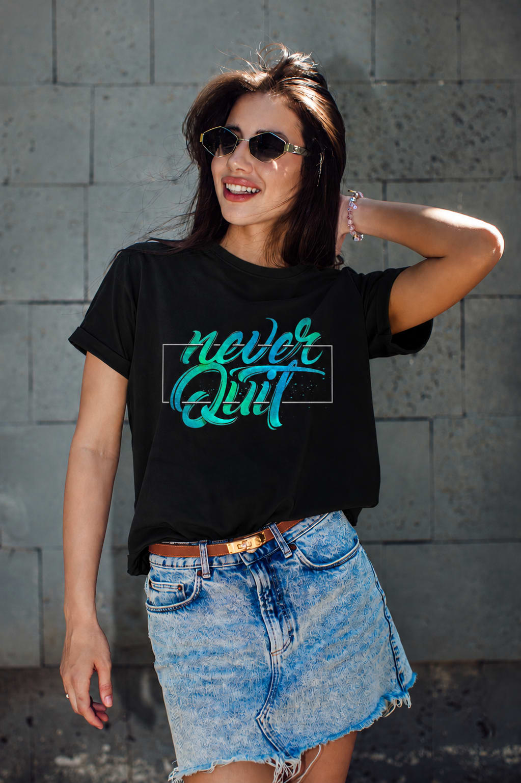 Never Quit Graphic Oversized T-Shirt alternate