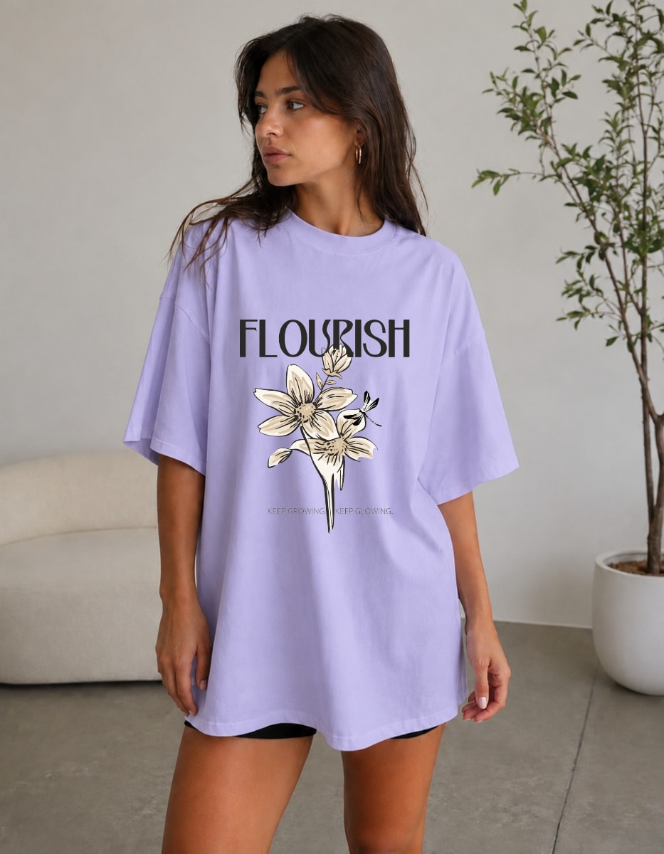 Flourish Oversized Graphic T-Shirt for Women