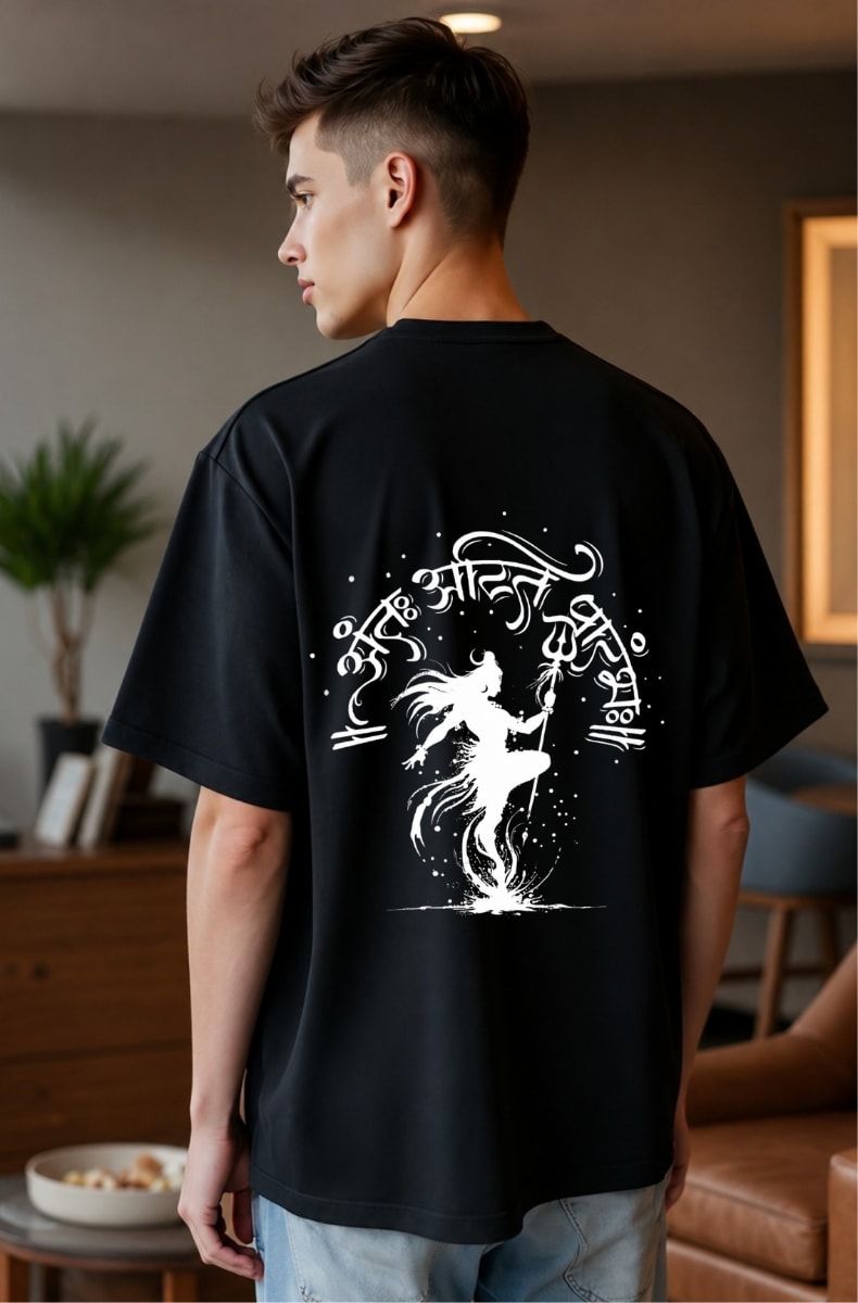 Mahadev Trishul Oversized Graphic T-Shirt for Men